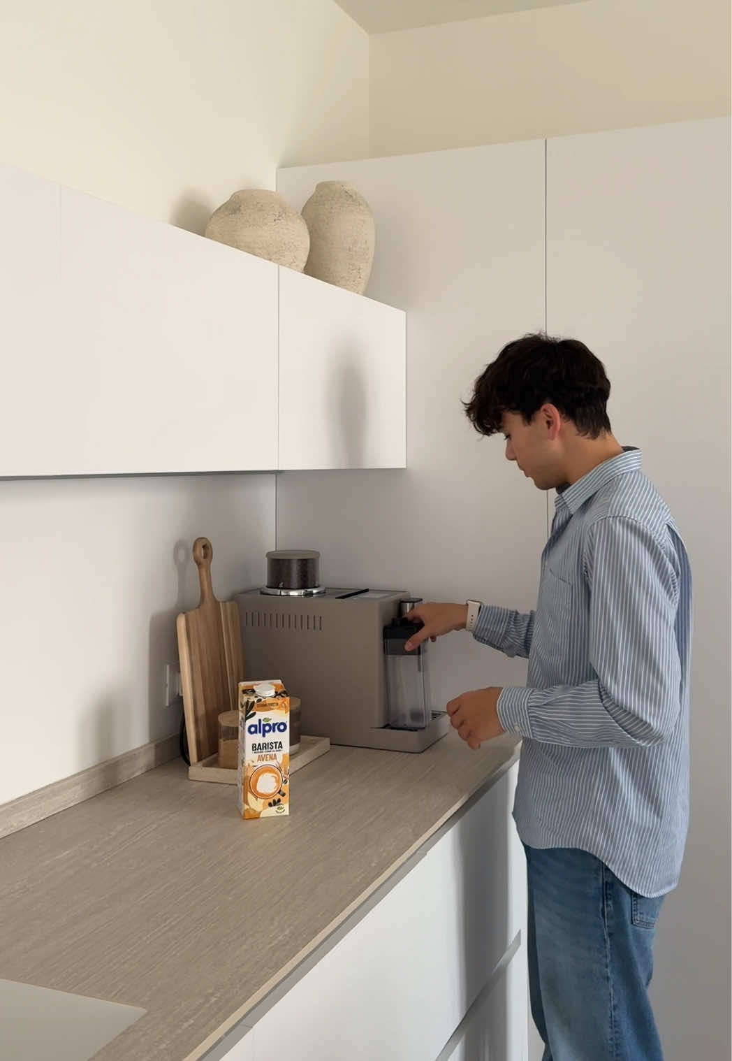 TikTok post by @lucianospinelli for Alpro. Caption reads: ho capito come fare l'alproccino perfetto grazie....