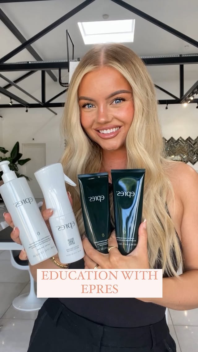 Instagram post by @tialambourn_hair for Epres. Caption reads: Education with @epresbeauty 💚 Hope you guys found....