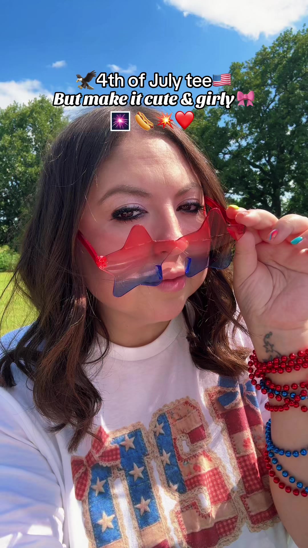 TikTok post by @jenlawson1 for PartyOnShop. Caption reads: [...] #redwhiteandblue #redwhiteandcute....