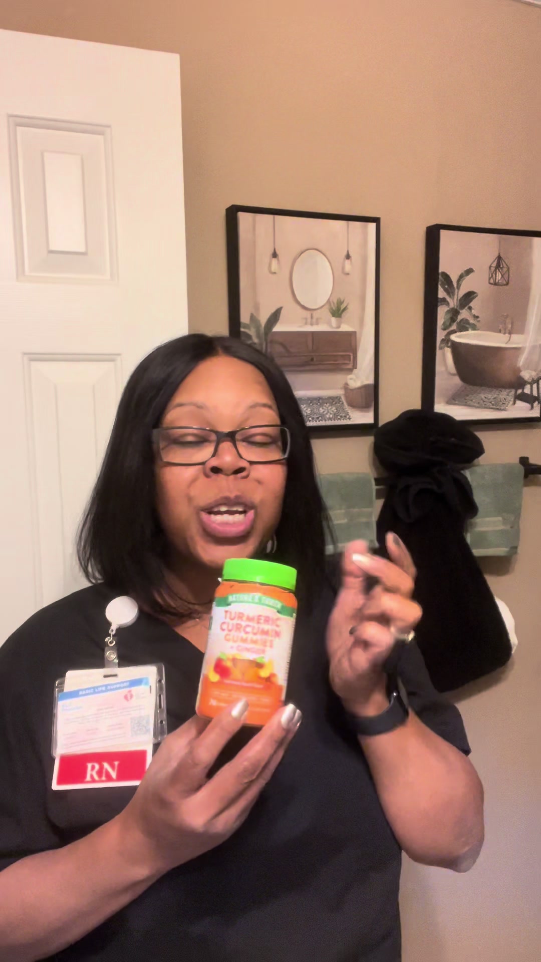 TikTok post by @rnmom091 for Nature's Truth. Caption reads: #health #vitamins #turmericginger #tiktokshopfinds....