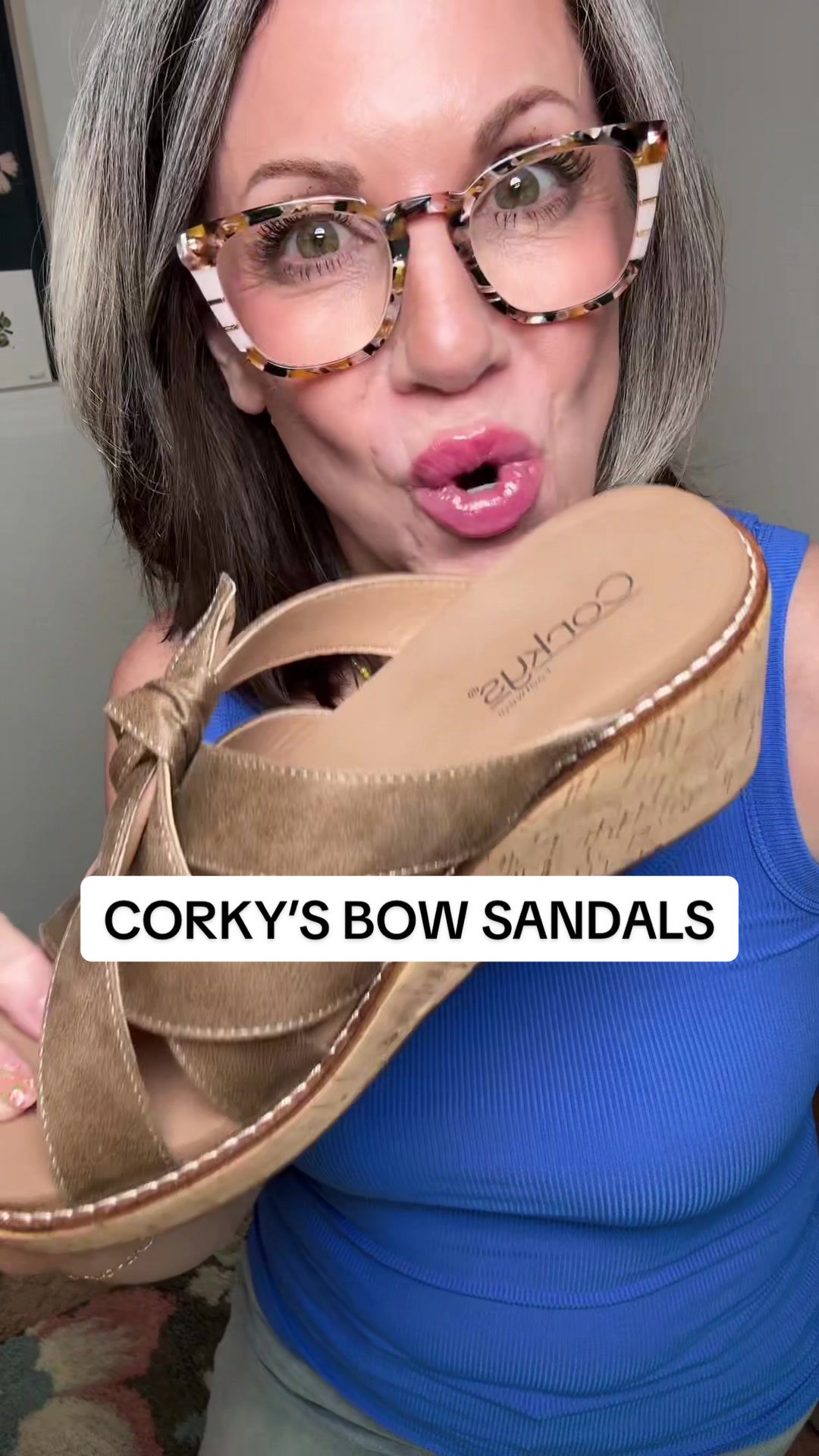 TikTok post by @susan_rn_boymom for Emma Lous Boutique. Caption reads: These Corky’s sandals are a must! Cute enough for....