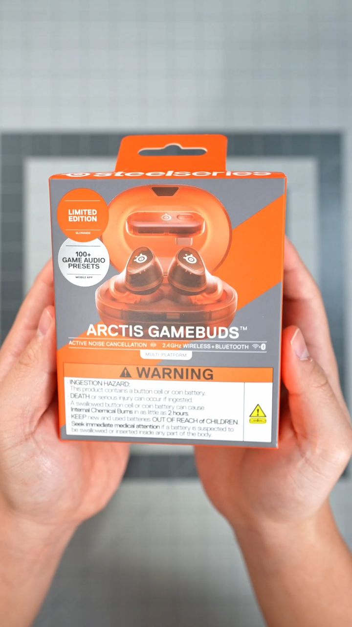 Instagram post by @theasianjc for SteelSeries. Caption reads: Limited Edition Glorange Arctics Gamebuds.

These....