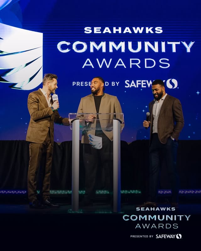 Instagram post by @seahawkscommunity for Safeway. Caption reads: [...] Seahawks Community Awards 🤩 #GoHawks x....