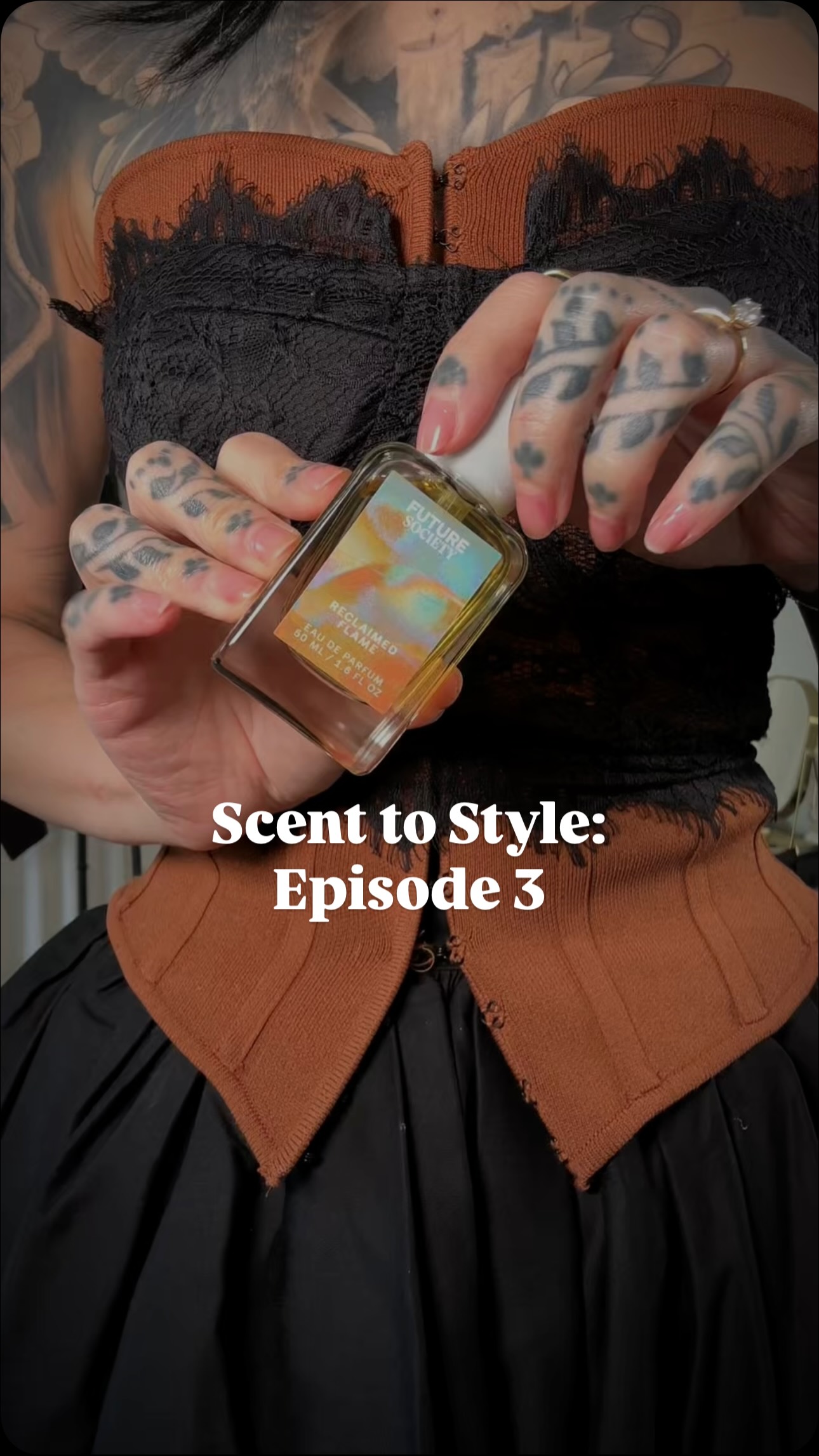 Instagram post by @chelseyceja for Future Society. Caption reads: Soft smoke with glowing embers 🔥🕯️I get so....