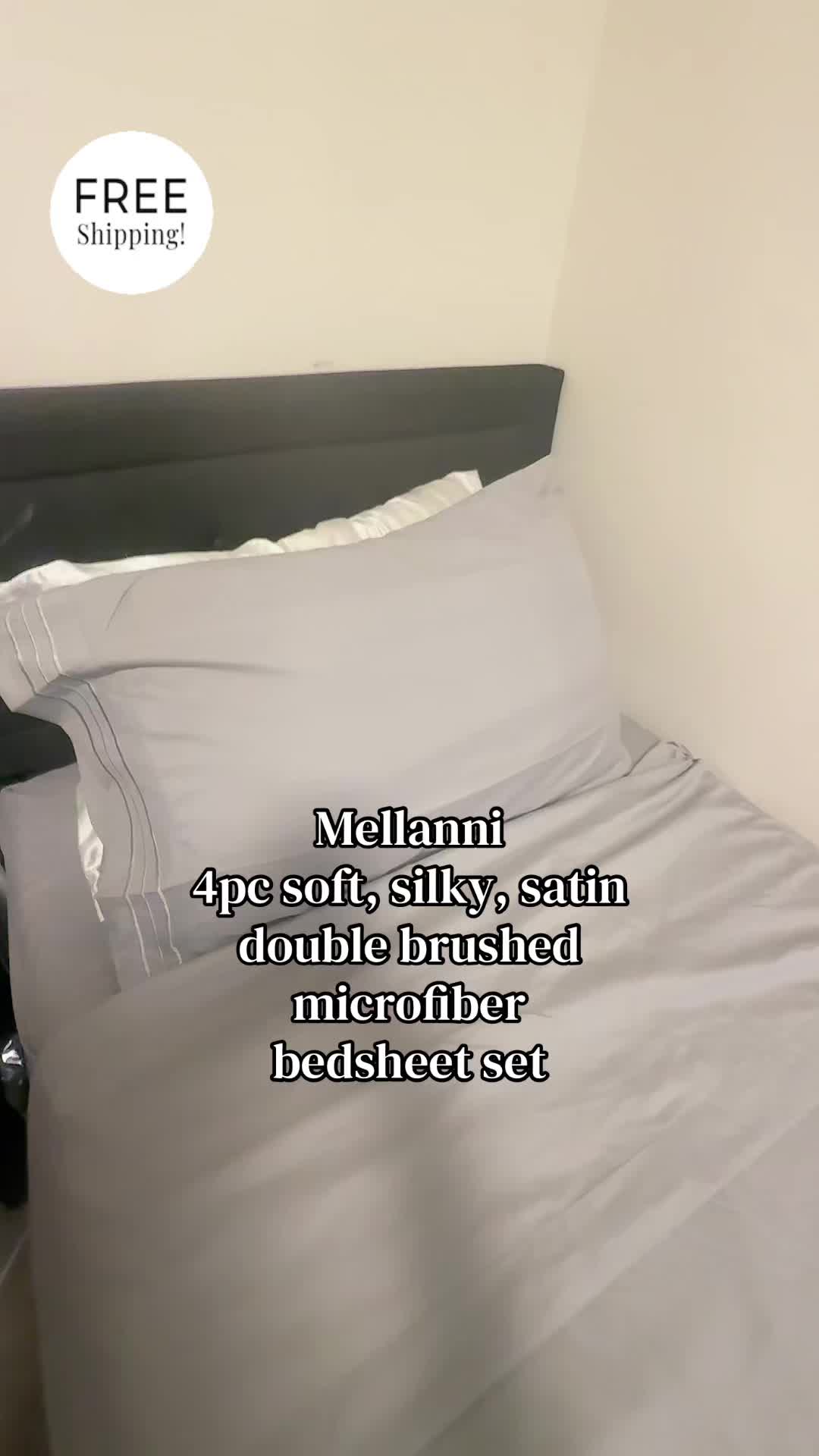 TikTok post by @lil_ms_savage787 for Mellanni. Caption reads: Mellanni 4pc soft, silky, satin double brushed....