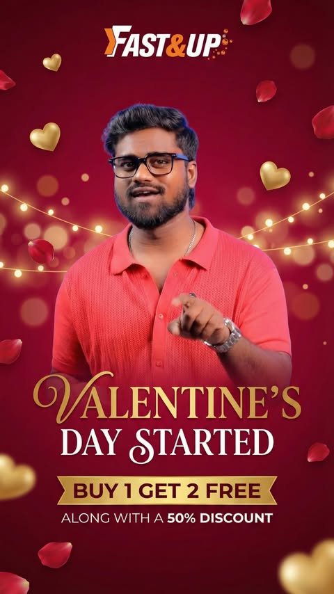 Instagram post by @tezla_creations for Fast and Up. Caption reads: [...] #ValentinesDaySale #SelfLove #Buy1Get2....