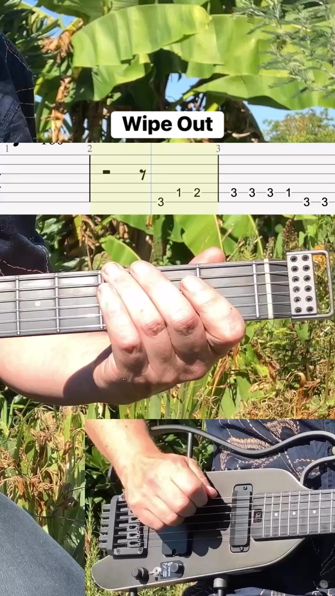 Instagram post by @1jour1riff for DonnerMusic. Caption reads: Wipe Out 
🎸I use @donnermusic_official Hush X Pro....