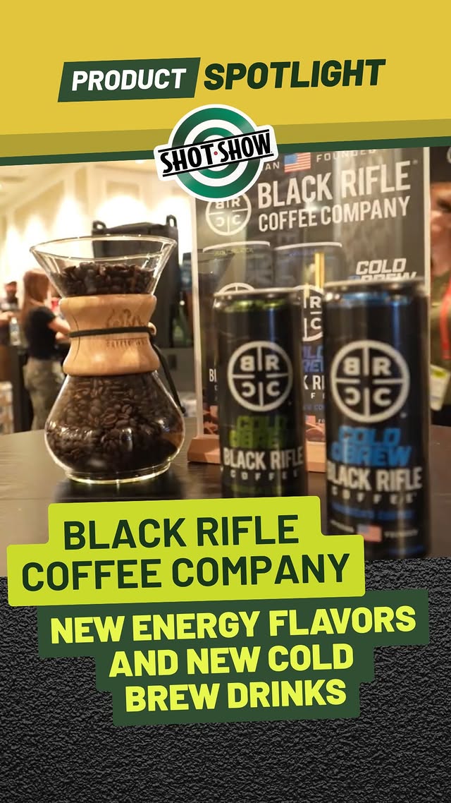 Instagram post by @shotshow for Black Rifle Coffee. Caption reads: SHOT TV stops by @blackriflecoffee Company, the....
