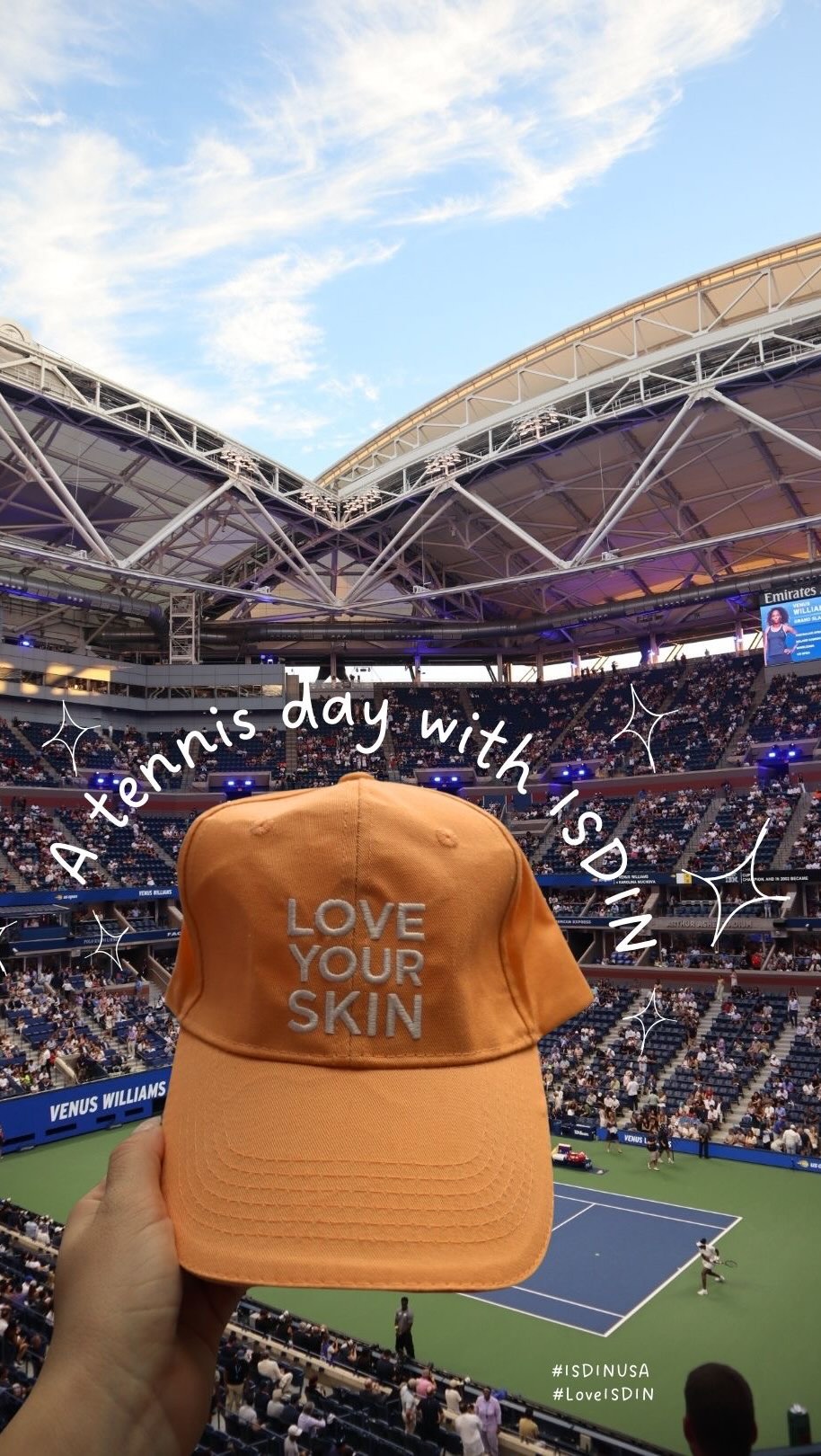 Instagram post by @twentiesaretough for ISDIN. Caption reads: What a night with @isdinusa ⭐️✨ feeling lucky to....