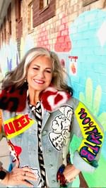 Instagram post by @aging.with.ellen for AZALEA WANG. Caption reads: [...] favorite thing bout Fall!! Jacket by....