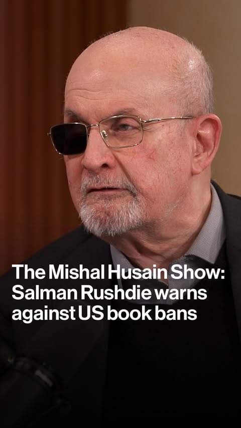 Instagram post by @mishalhusain for Bloomberg. Caption reads: Novelist Salman Rushdie tells Mishal Husain that....