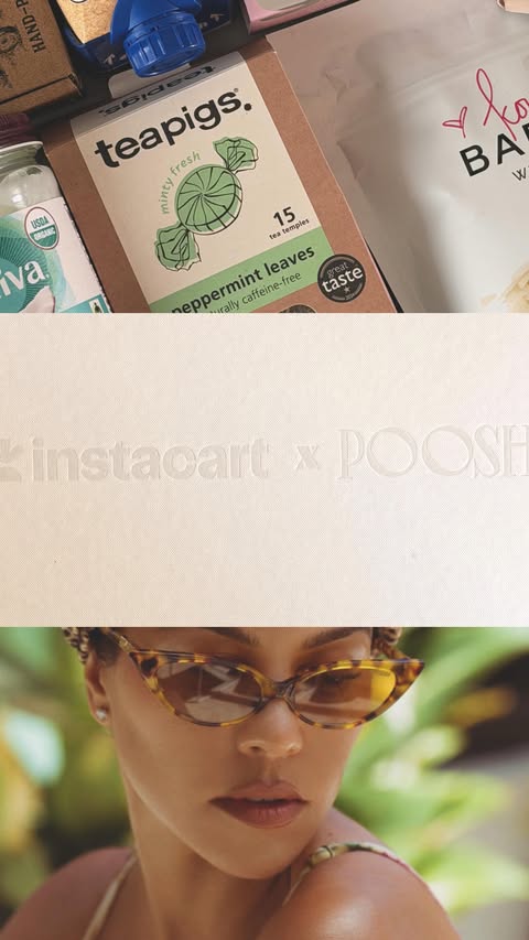 Instagram post by @rachelbrann for Instacart. Caption reads: @poosh x @instacart 🥕 #grocerylist #gifted....