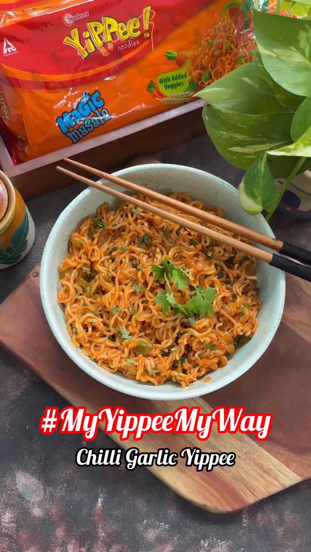 Instagram post by @_thefoodiewiththebook_ for Sunfeast Yippee. Caption reads: There’s something irresistible about a steaming....