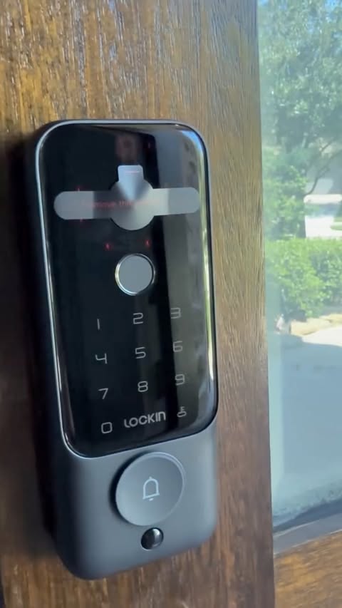 Instagram post by @ugc_azra_usa for Lockin. Caption reads: Raise your palm, secure your home! 🔐✨....