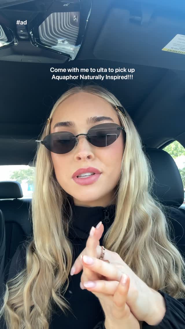 Instagram post by @sydneyschiffer for Aquaphor US. Caption reads: #ad aquaphor girlie through and through – and now....