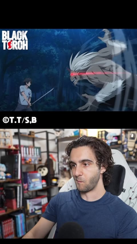 Instagram post by @dmottt for Crunchyroll. Caption reads: BLACK TORCH is WILD @crunchyroll @blacktorch_en....