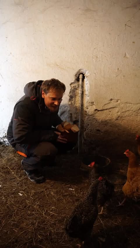 Instagram post by @ondrej.mlcak for HELUZ. Caption reads: [...] #ondrej #kury #vesnice #dedina #heluz....