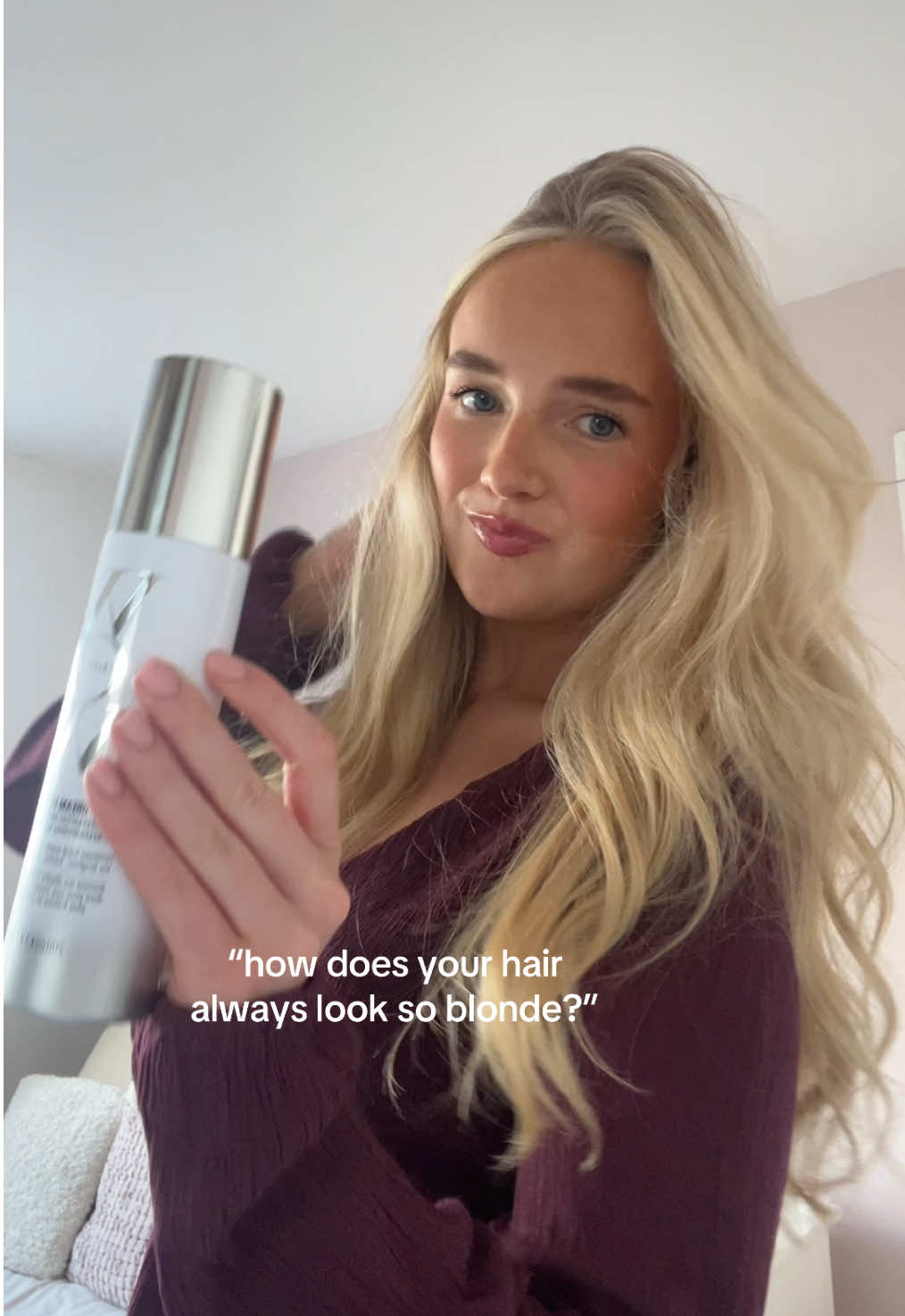 TikTok post by @lucyscarlett_ for Color Wow Hair. Caption reads: game changer fr #fyp #blondie #girly #haircare....