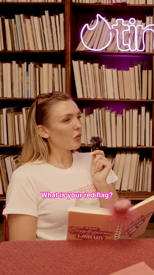 Instagram post by @milliet25 for Tinder. Caption reads: It’s time to hit the confessions library with....