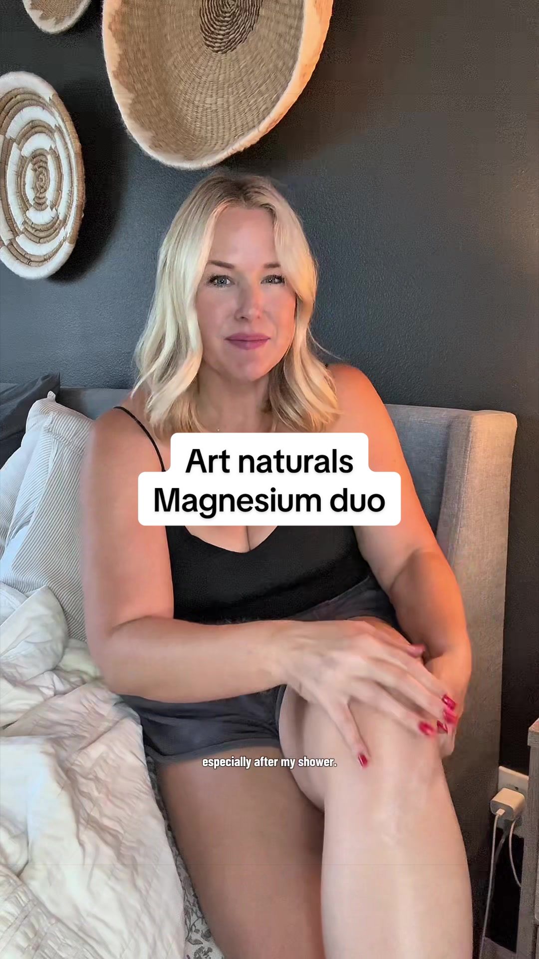 TikTok post by @yvonneharville for artnaturals. Caption reads: Anything to help these tire old legs! @artnaturals....