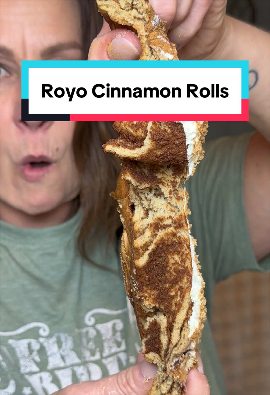 TikTok post by @tabithasbargainhub for Eat Royo. Caption reads: [...] and adding some whipped cream cheese 😋....