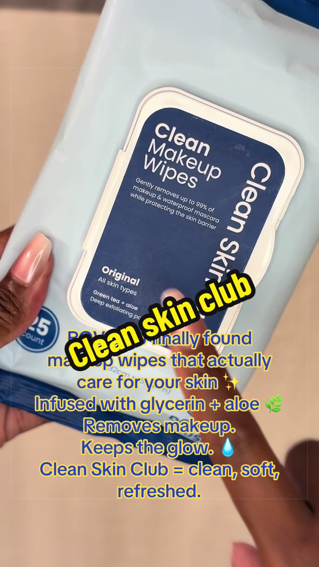 TikTok post by @ladybuggk for Clean Skin Club. Caption reads: [...] that actually care for your skin 💫 @Clean....