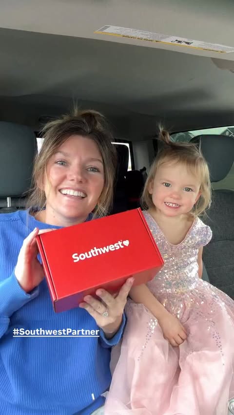 Instagram post by @whereisbriggs for Southwest Airlines. Caption reads: My toddler decided who we need to give the next....