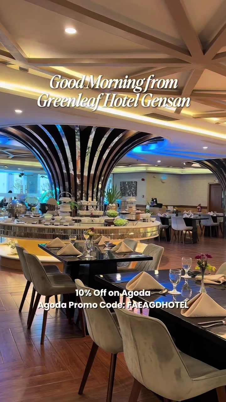 TikTok post by @faecelinee for agoda. Caption reads: Breakfast buffet that makes waking up early worth....