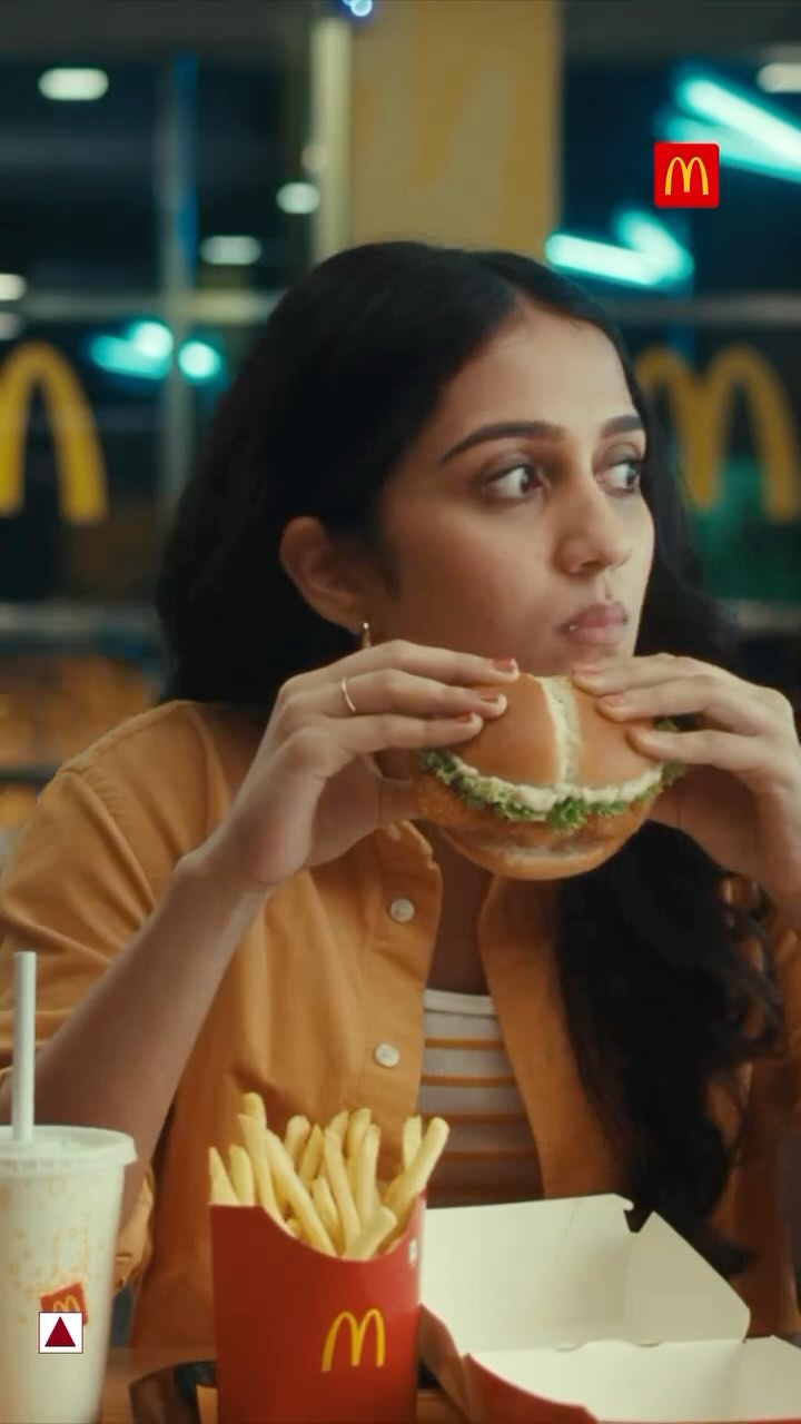 Instagram post by @sakkshi_mhadolkar for McDonald's India. Caption reads: Don’t be shook, if the whole town pulls up....