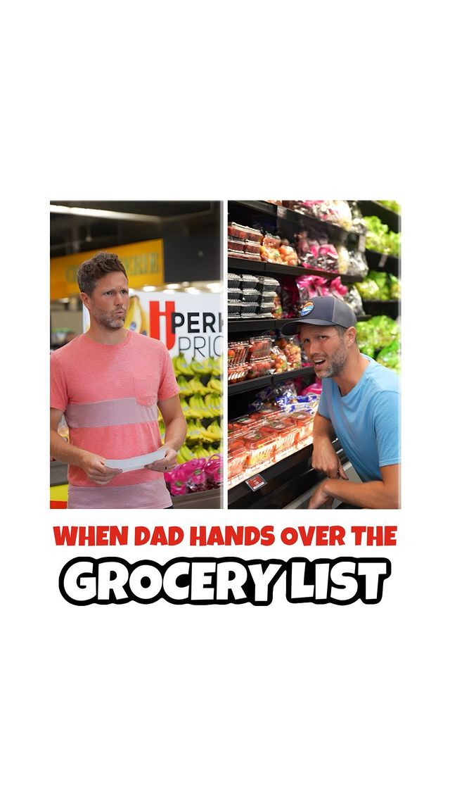 Instagram post by @tj_therrien for Hy-Vee. Caption reads: When dad hands over the grocery list 
@hyvee....