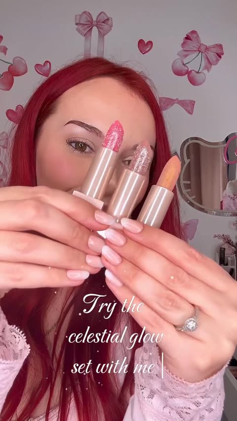 Instagram post by @makeupyourmindxox for Oulac Cosmetics. Caption reads: try the Celestial Glow set from....
