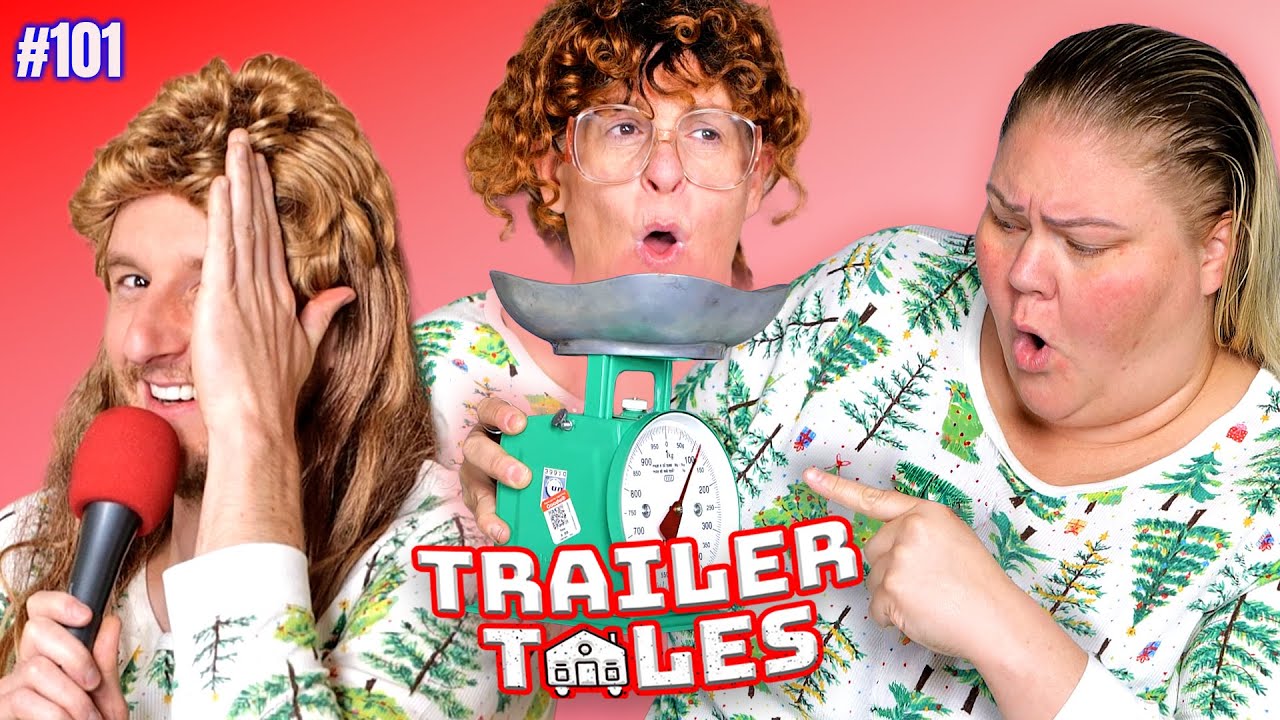 YouTube post by @TrailerTalesPod for hims. Caption reads: Weighing Tammy's Tideez on Christmas | Trailer....