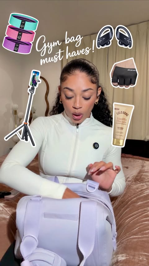 Instagram post by @jasmeannnn for GOLD BOND. Caption reads: #GoldBondPartner what I keep in my gym bag at all....