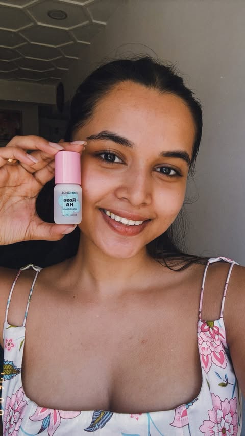 Instagram post by @vishe_tanishkaashok for Mamonde. Caption reads: [...] skin in under 3 seconds ✨🌹 Meet the Mamonde....
