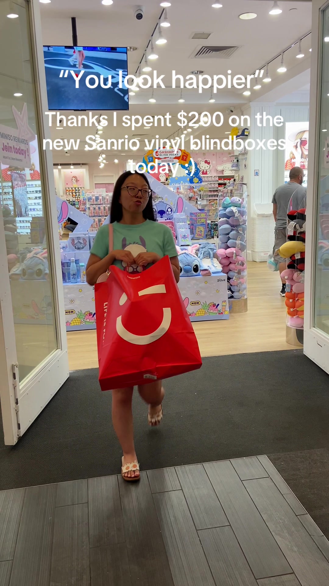 TikTok post by @kuromixmaddy for Sanrio. Caption reads: Pls I ran for the new Sanrio blindboxes....