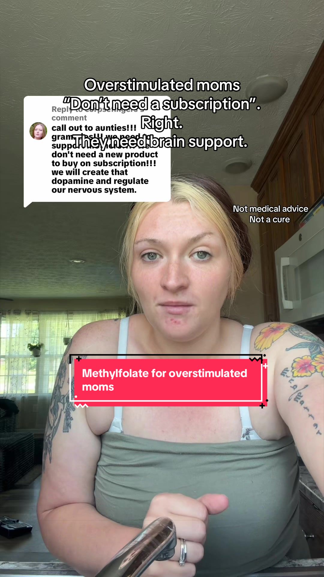 TikTok post by @sassysouthernmouf for Triquetra Health. Caption reads: Replying to @corpsefingers overstimulated moms who....