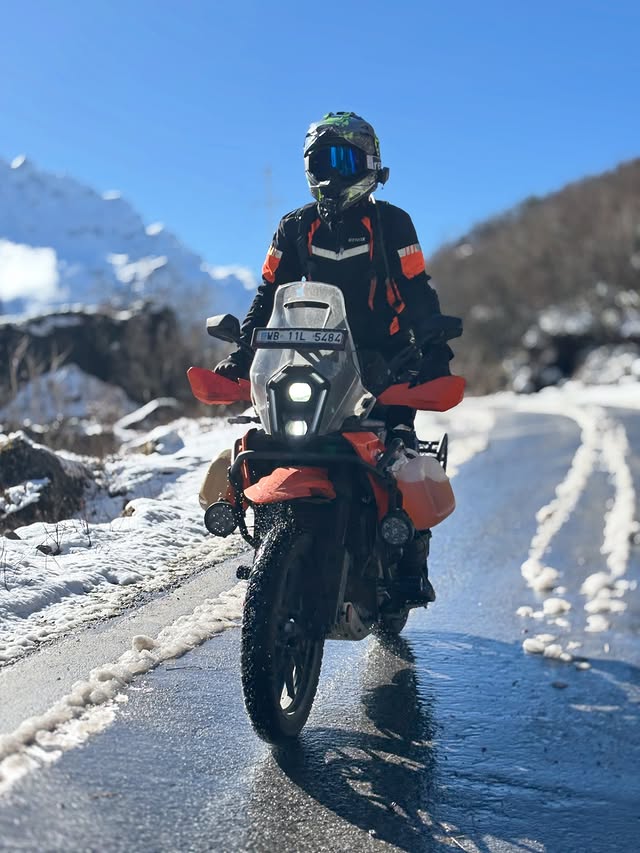 Instagram post by @adventurousbangali for Castrol POWER1. Caption reads: Ride on extreme weather 🔥 45 Riders & one....