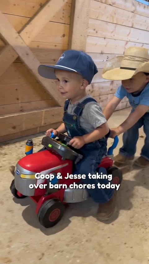 Instagram post by @rachelvickfamily for VTech Toys USA. Caption reads: Around here the boys see tractors and chores being....