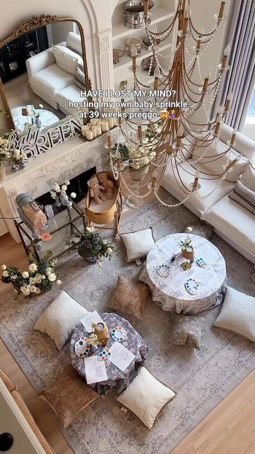 Instagram post by @joyfullygreenhome for American Express. Caption reads: #ad #WalmartPartner 🤭Hosting a baby shower at 39....