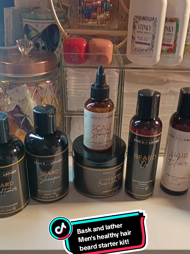TikTok post by @mama_brighteyes for Bask and Lather Co. Caption reads: [...] beard the VIP treatment!!! with @Bask and....