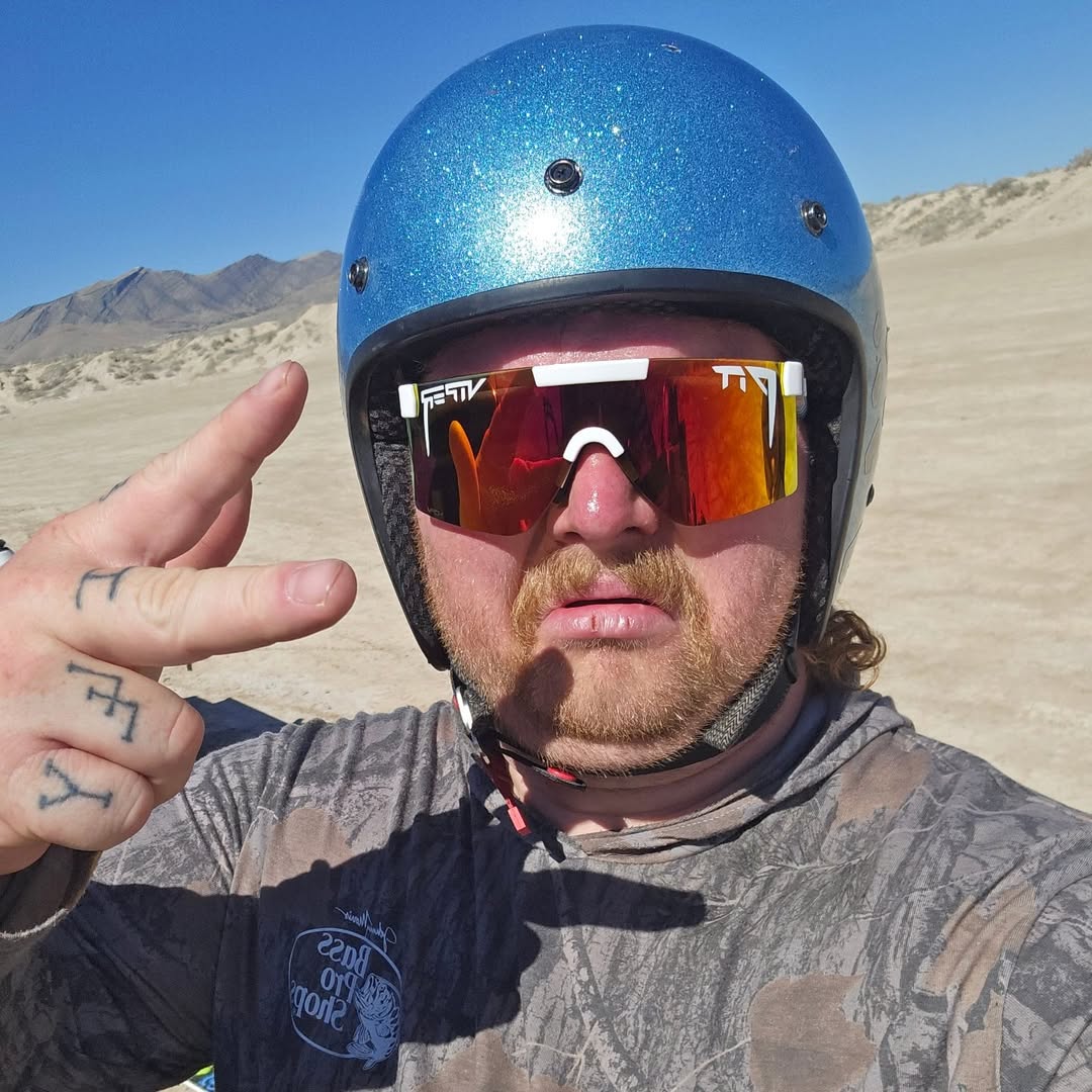 Instagram post by @hillbillynationuk for Pit Viper. Caption reads: DAY IN THE DUST 🏜 with @pitviper #pitviper....