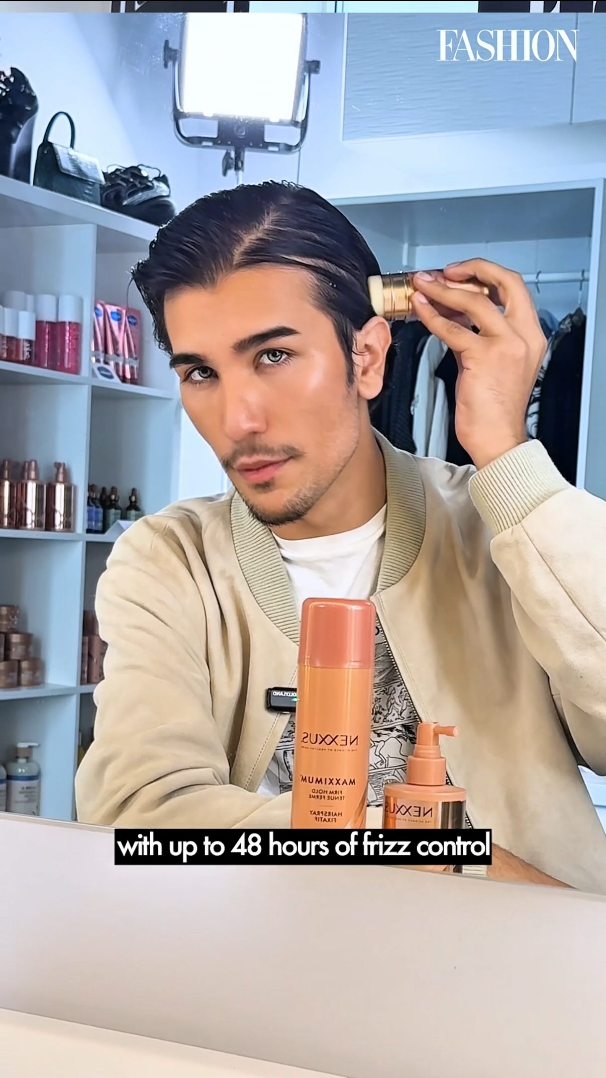 Instagram post by @albabajwa for Nexxus Haircare. Caption reads: Sleek, shiny, and set to perfection. @albabajwa....