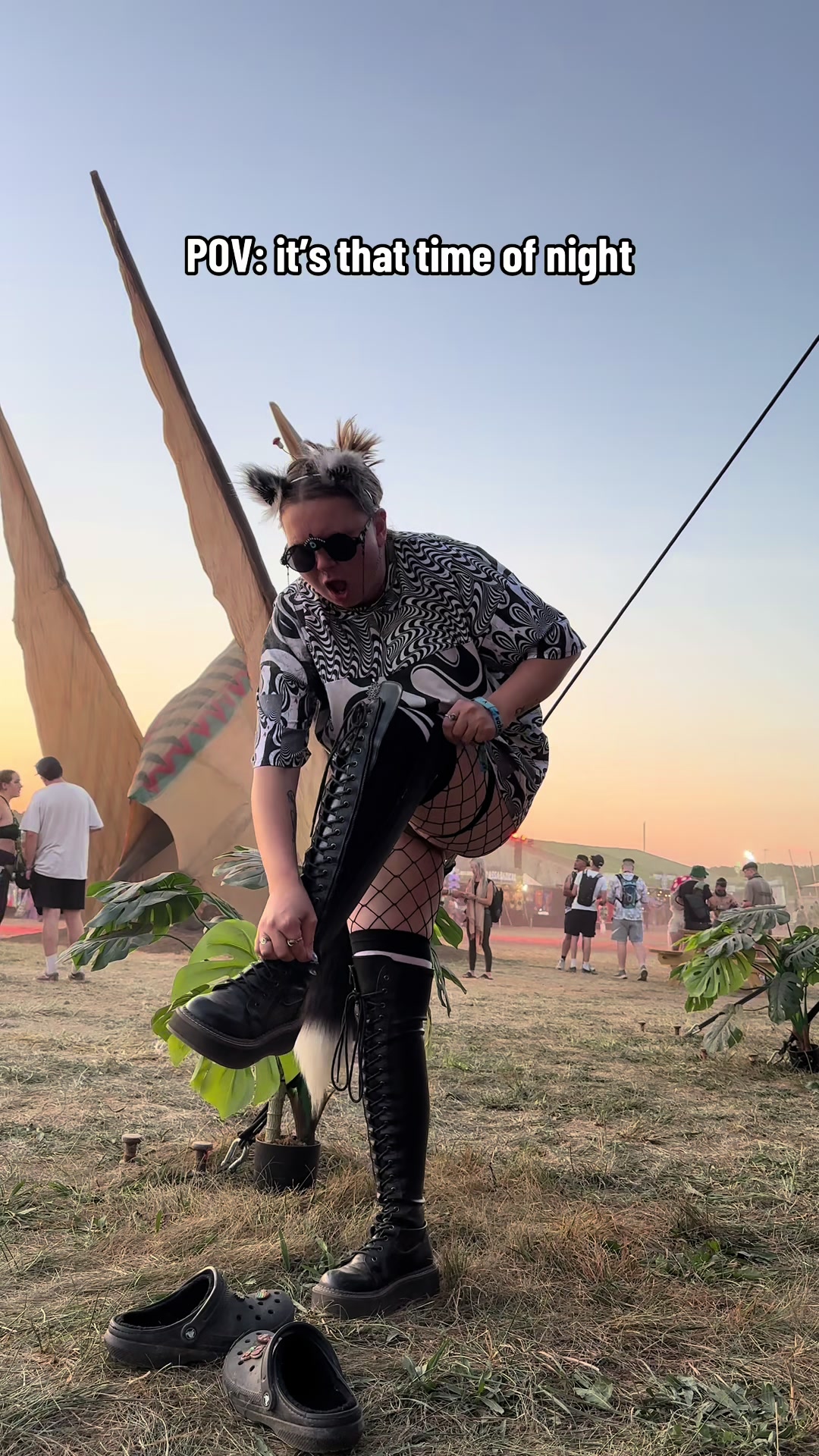 TikTok post by @leblunt_ for Demonia Cult. Caption reads: [...] Lands Music Festival @spunglasses @Demonia....
