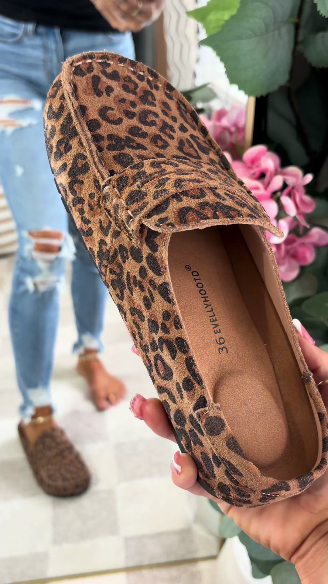 TikTok post by @sophmademebuyit for Evellyhootd. Caption reads: Leopard print, comfy, and affordable!!....
