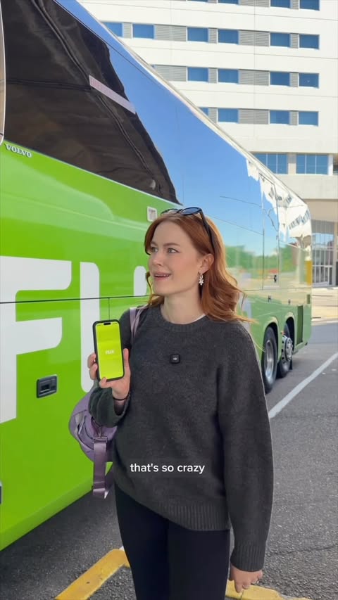 Instagram post by @maddy_macrae_ for FlixBus. Caption reads: [...] nothing but suddenly becomes a FlixBus....