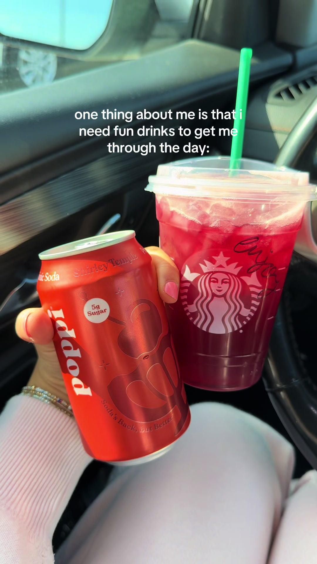 TikTok post by @brynnwrightt for Poppi. Caption reads: poppi in starbs 😍😍 #poppipartner [...].