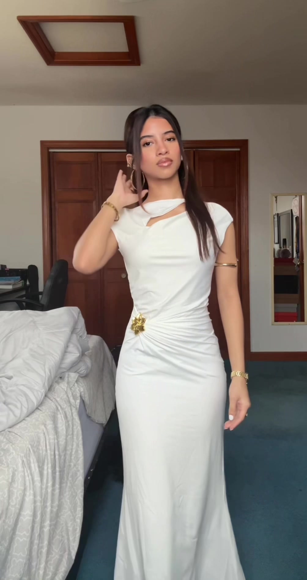 TikTok post by @potatophile.003 for Partheafashion. Caption reads: Dress from @Partheafashion #fypシ #bengali #🇧🇩 .