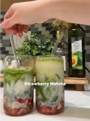 TikTok post by @valerickurb for Matcha Sunday. Caption reads: @Matcha Sunday 🍵🍓 favorite recipe for matcha....