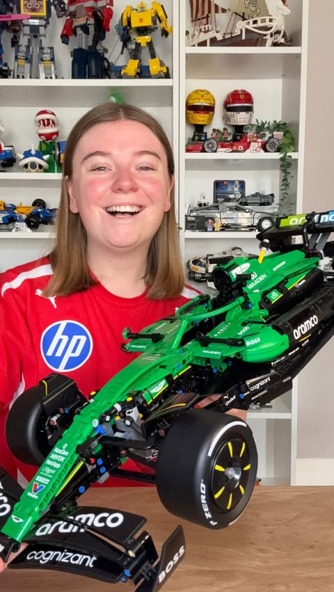 Instagram post by @_just_gabby_ for LEGO. Caption reads: The Lego Aston Martin AMR 25 🏁💚 #gifted Here is....