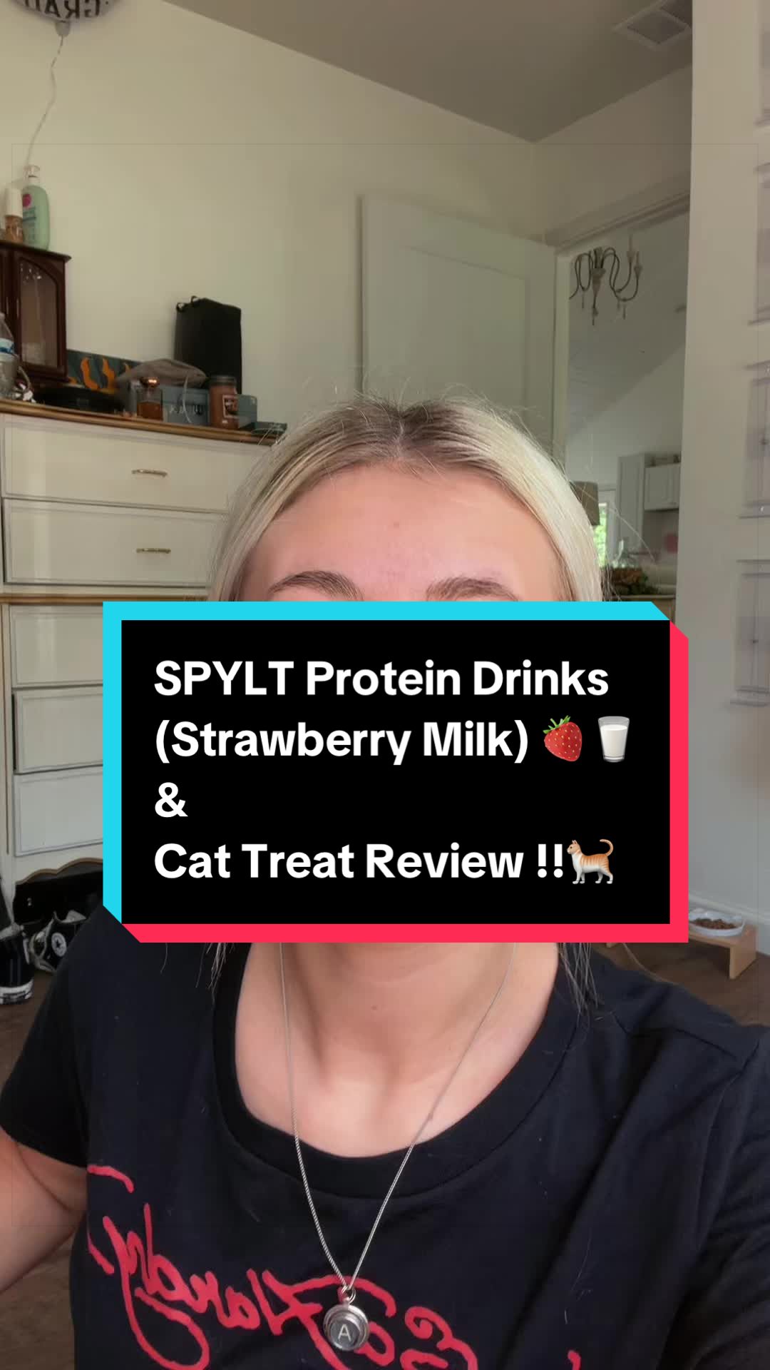 TikTok post by @addison.raines for Just Try Pet US. Caption reads: [...] #drinkreview #protein #cattreats @Just Try....